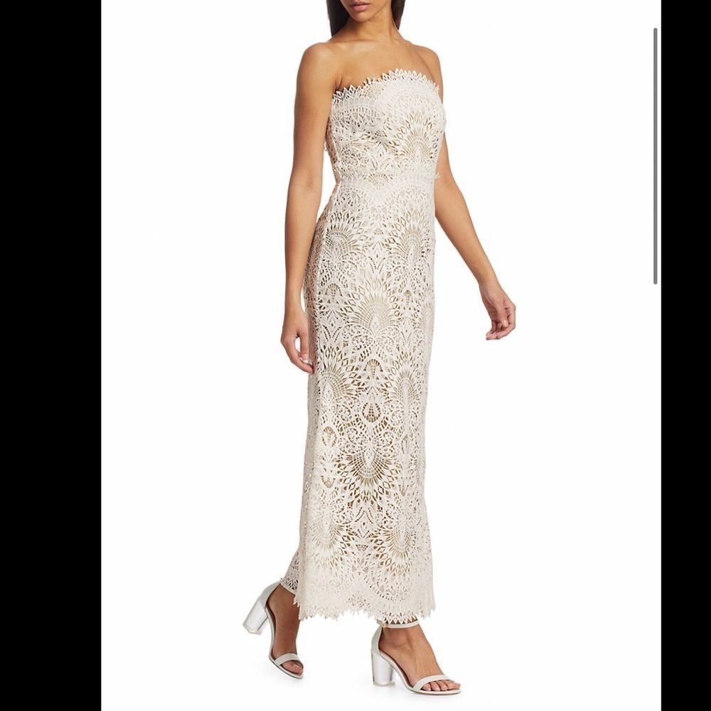 Badgley Mischka Lace Strapless Mermaid Dress - Picture 6 of 12